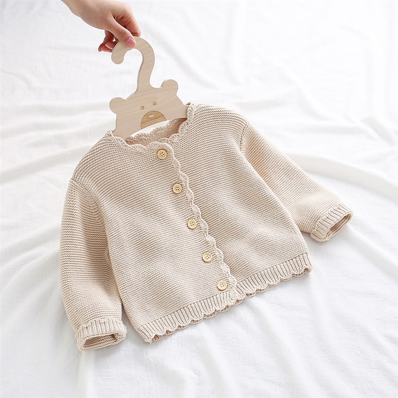 春秋季女童针织开衫婴儿外套新生儿纯棉1-3岁儿童毛衣6个月女宝宝