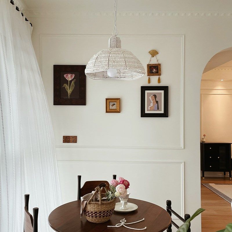 凯乔  手工木珠餐厅岛台灯法式复古简约卧室灯具美式创意中古吊灯