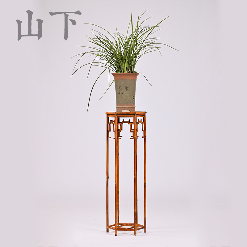 纯手工竹花架高款兰花架明式仿古花几复古香案古董架吊篮架博古架