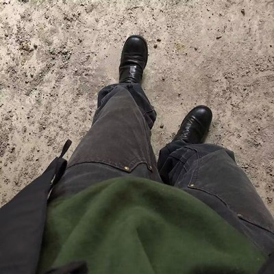 自主重磅B01水洗复古风格伐木裤双膝做旧b136美式牛仔工装裤男