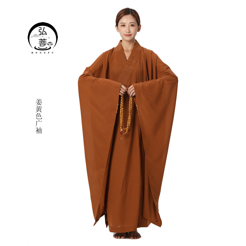 广大袖海青居士服女夏季海清禅修衣服男高档台麻不透明咖啡色黑色