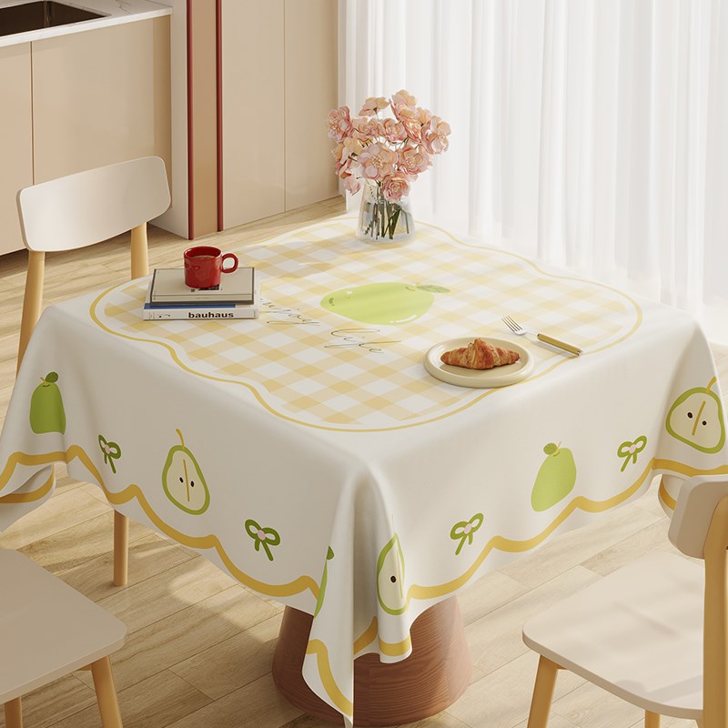 方桌桌布防水防油防烫免洗小清新家用高级感正方形餐桌桌布台布