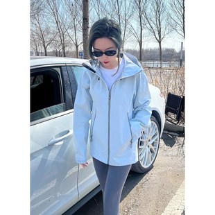 以太蓝冲锋衣女2024春秋季户外徒步登山服情侣三合一防风防水外套