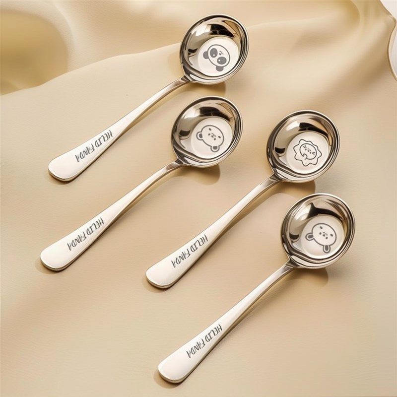 卡通316不锈钢圆头大汤勺勺子儿童吃饭家用饭勺调羹平底公深汤匙