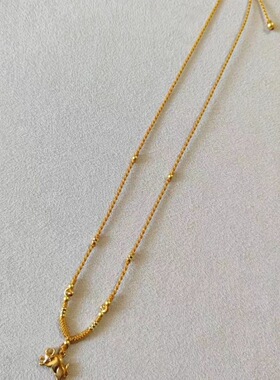 小众古法手串高级设计金黄色时尚ins新款金色锁骨项链绳可调节