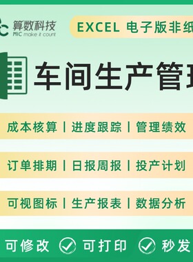 excel表格车间生产管理投生产计划PMC订单排期物料记录进度跟踪