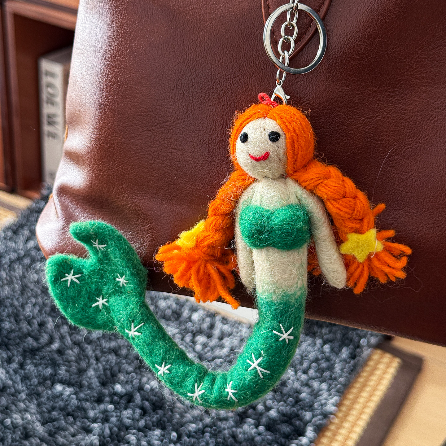 羊毛毡美人鱼，红发绿尾甜到心上