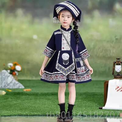 新新套款少数民族景颇族演出女服装表演服饰童舞蹈合唱儿男童短裙