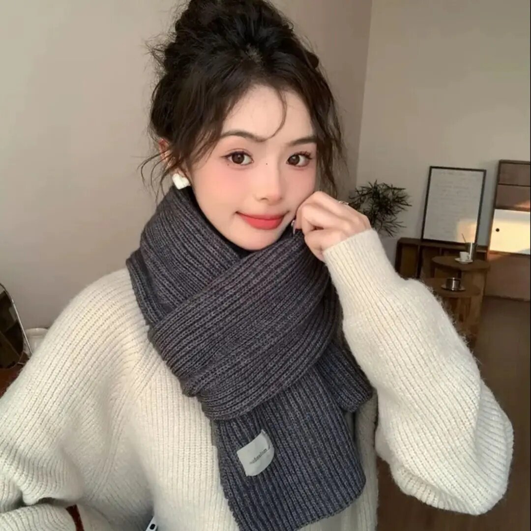 冬季针织围巾围脖新年红色氛围感