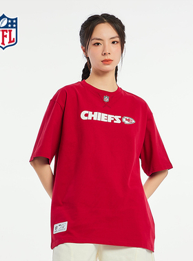 NFL美橄超级碗酋长队服情侣百搭印花红色纯棉美式运动圆领短袖t恤