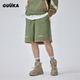 短裤 复古运动五分裤 男潮 美式 男宽松 伯远同款 GUUKA军绿色廓形工装