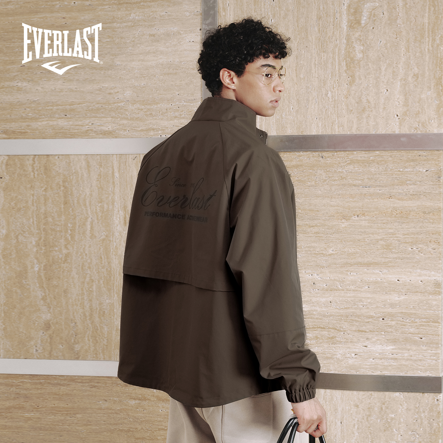 美国EVERLAST拳击运动高街简约防风立领夹克美式复古户外风衣外套