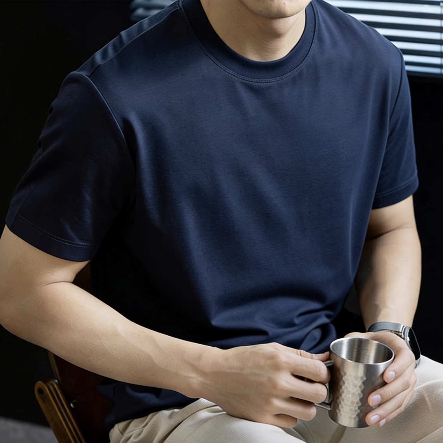 法国高端2026新款冰丝莫代尔短袖T恤男夏季薄款凉感冰丝圆领上衣