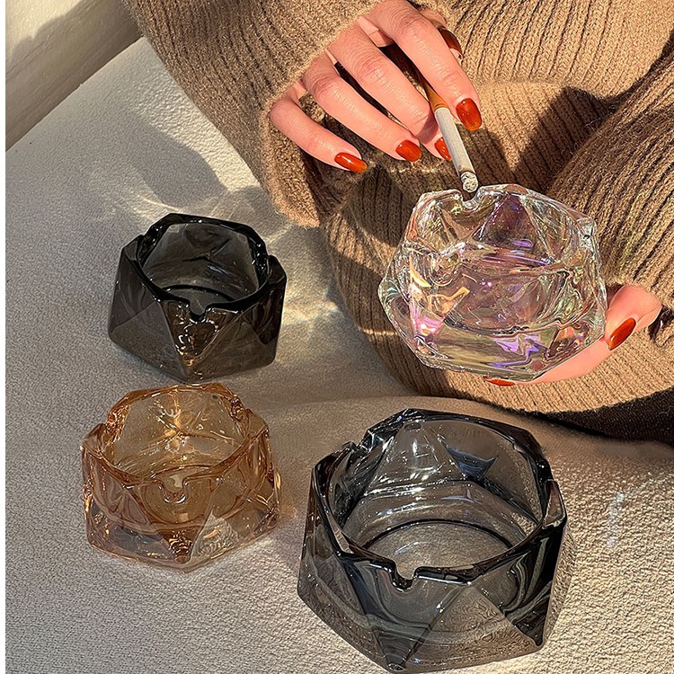 创意玻璃烟灰缸家用客厅轻奢感酒店酒吧烟缸高颜值高级感民宿烟缸