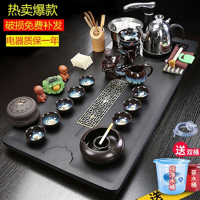 2024新款整套家用实木茶盘带烧水壶一体功夫茶具套装自动上水茶台