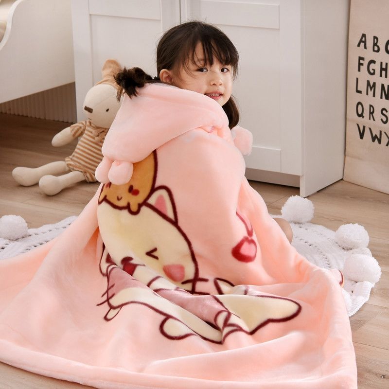 新品小孩外出抱毯宝宝包被冬加厚防风披风斗篷抱被出门背围被毛毯