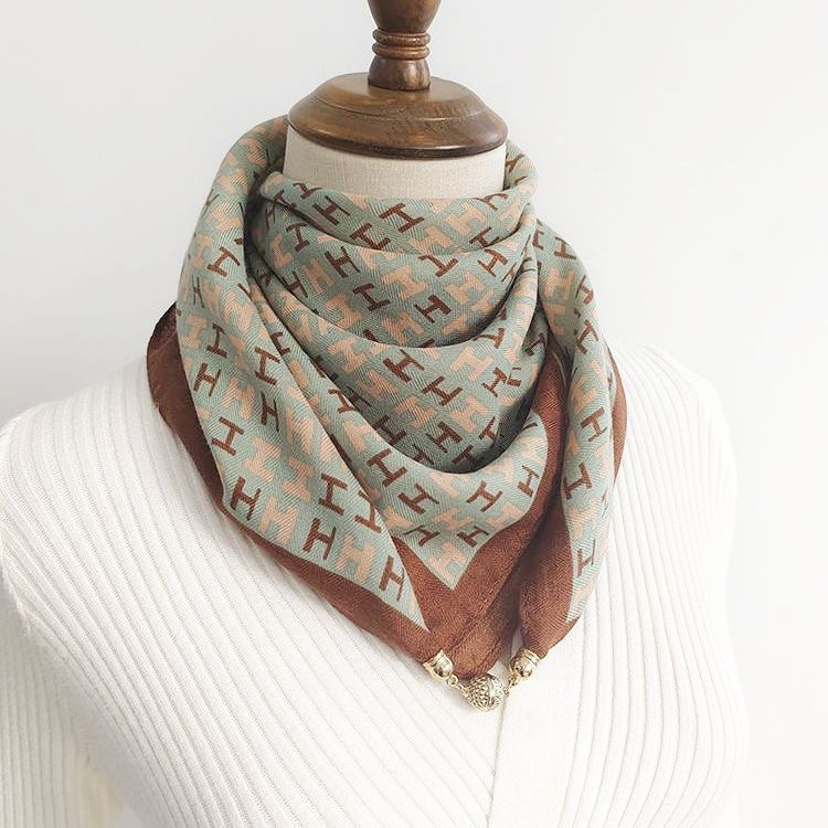 棉麻围巾保暖丝巾加大加厚方巾防风防沙头巾磁吸扣冬季护脖子围脖