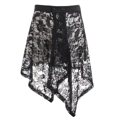 韩版黑色白色蕾丝不规则下摆广场舞四季百搭屁帘半身裙时尚遮臀