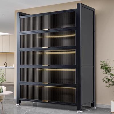 厨房收纳柜餐边柜靠墙一体柜2025款高级轻奢小户型餐厅餐边柜