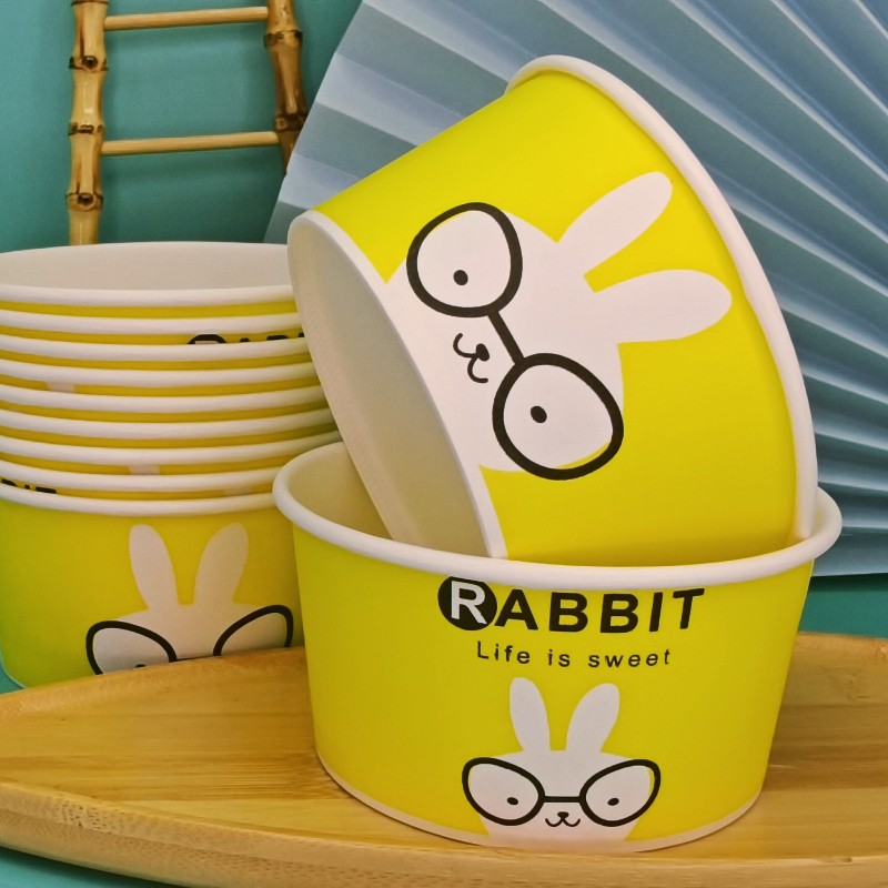 一次性纸碗家用可爱卡通纸碗加厚酒席生日宴纸碗商用整件