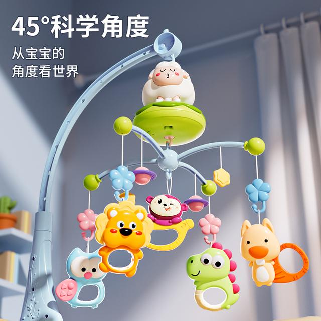 男女宝哄睡安抚摇铃新生儿悬挂式床铃旋转音乐灯光挂铃婴儿车玩具