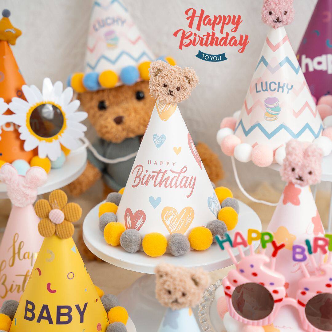 生日帽幼儿园新款生日派对帽子可爱动物装饰宝宝周岁庆典用品儿童