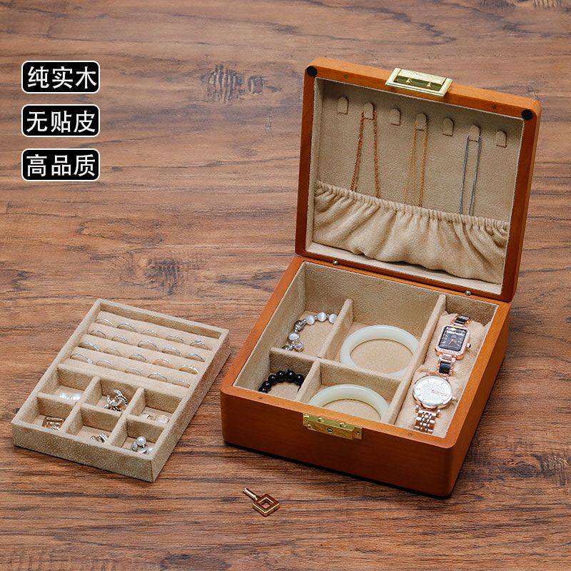 实木首饰盒高级双层珠宝耳环手镯戒指饰品收纳盒精致高档中国风,饰品/流行首饰/时尚饰品新,首饰盒,淘宝优惠券,粉丝福利购,淘宝优惠卷