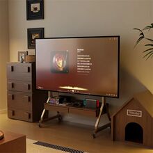 复古实木可移动电视柜中古风胡桃色客厅家用卧室落地式电视机支架