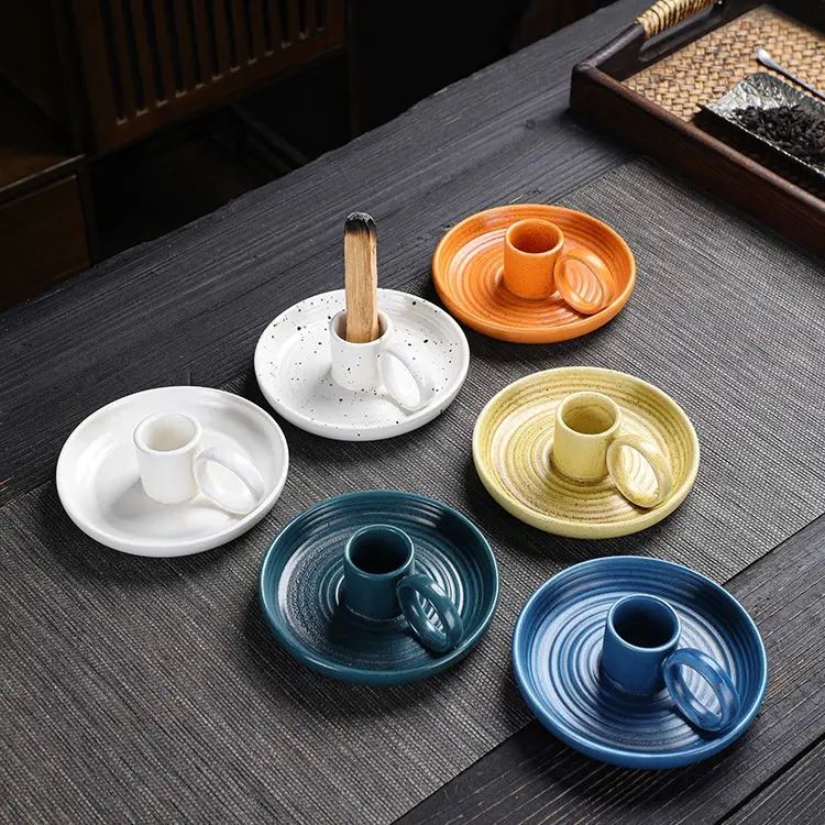 艾草蚊香艾条底座陶瓷艾香艾柱香炉香住蜡烛托耶鲁木鼠尾草芳烟灰