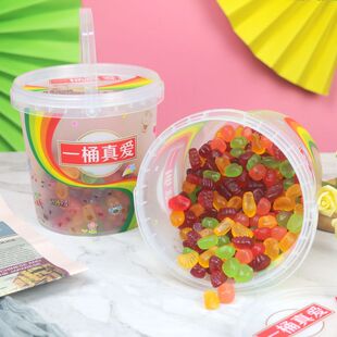 开多QQ糖软糖橡皮糖糖果高颜值儿童果汁味软糖混合口味桶装