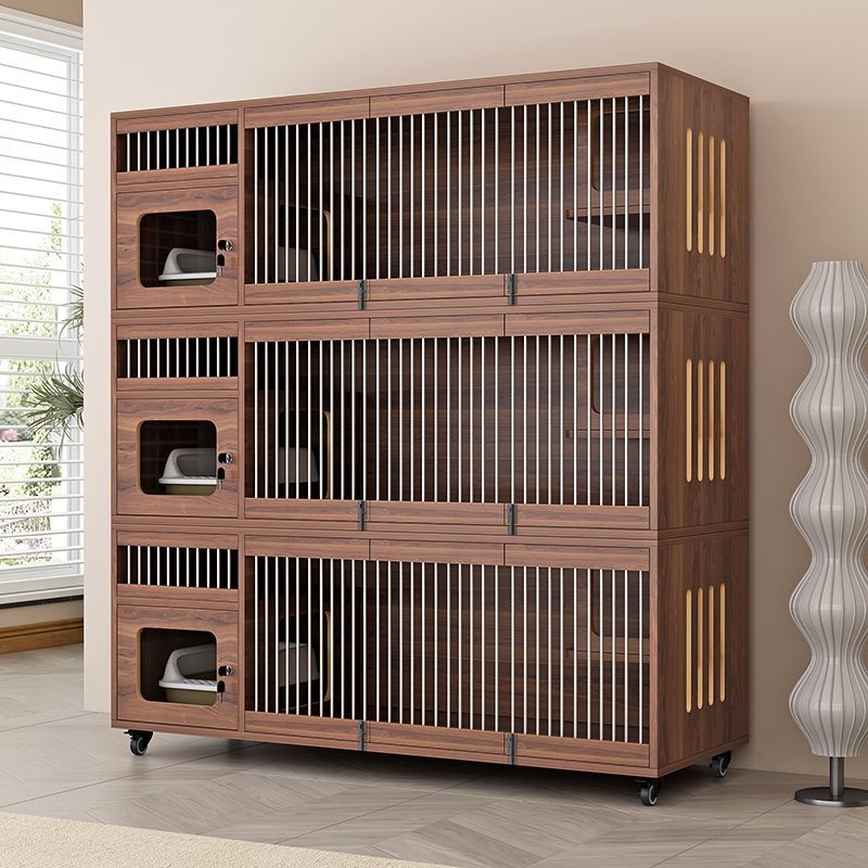 实木猫柜子家用室内可移动猫笼子猫屋别墅超大自由空间猫舍宠物柜