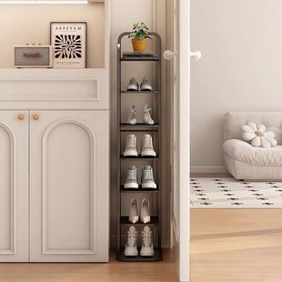 鞋架简约多层小型窄实心结实铁艺耐用门口走廊转角不占空间置物架