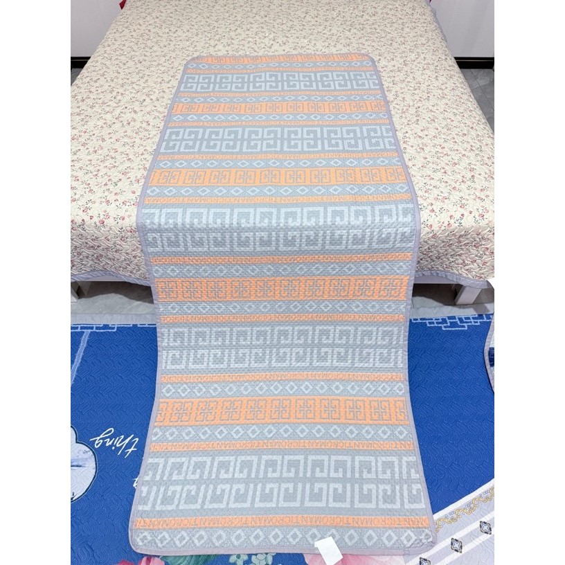 灰橙回环（90床盖）米亚配色可用单人床可当沙发巾