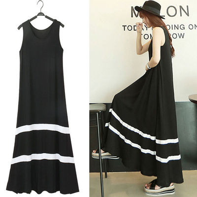 Summer Vest Long Dress Large Size Women's Clothing Loose Bla