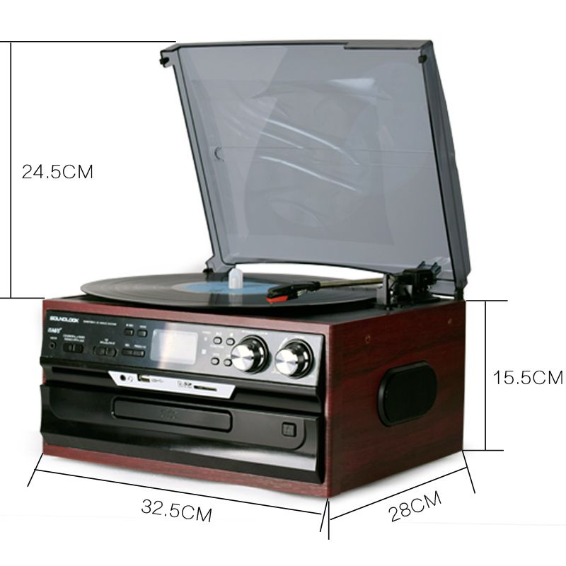 黑胶唱片机双向蓝牙CD收音插卡LP复古音响怀旧电唱机留声机