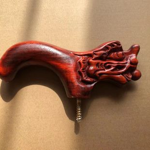 木雕拐杖头实木木质扶手红木握手杖头拐棍配件拐棍头鸟头圆头雕龙