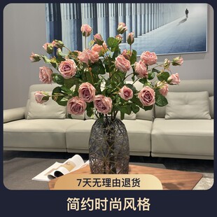 高端多伦多玫瑰客厅餐厅入室玄关电视柜时尚简约ins摆件仿真花