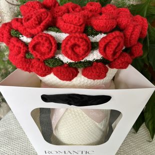 玫瑰花束毯子办公午睡花毯手工DIY成品送闺蜜送情人礼品(带礼盒