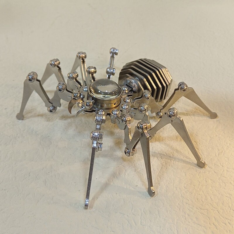 时间蜘蛛不锈钢静态机械昆虫模型手工艺diy拼装玩具成品朋克摆件