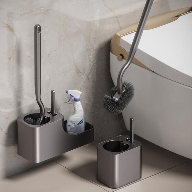 枪灰色马桶刷免打孔厕所刷子家用长手柄清洁套装卫生间洗马桶神器