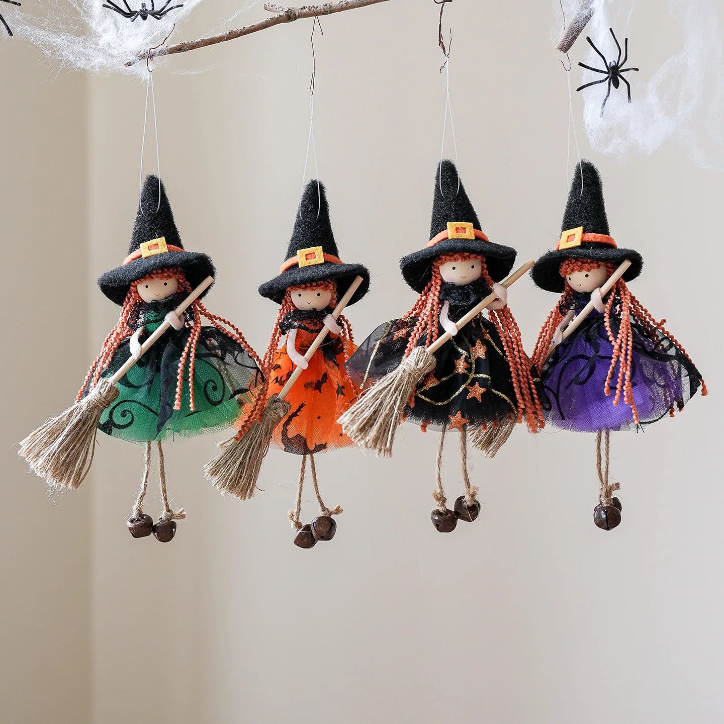 1pcs New Halloween Decoration Mesh Broom Girl Angel Hanging