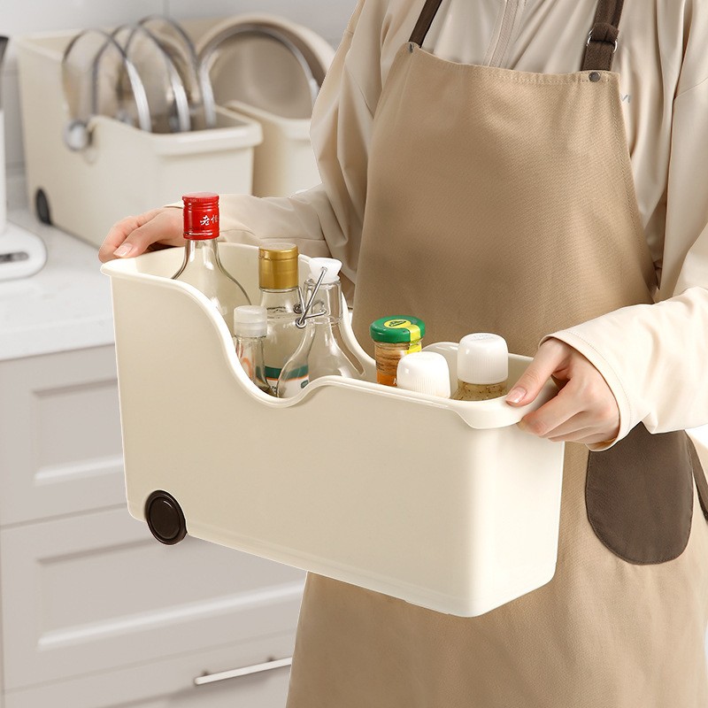 洛诺兔【橱柜收纳能手】厨房收纳盒带轮收纳锅具调味料置物架储物