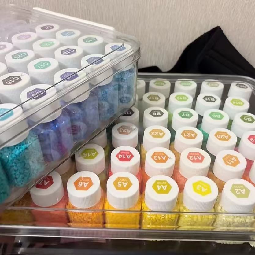 30ml小方瓶拼豆收纳套盒小心拼豆分装透明小方瓶收纳盒收纳架