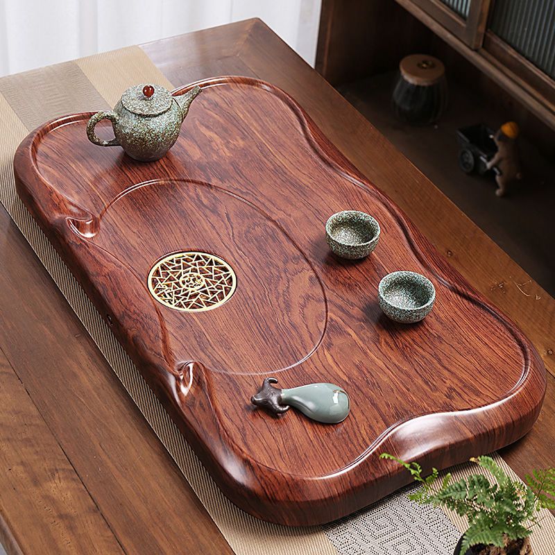 茶盘实木大小号家用长方形客厅现代简约茶台排水式整块花梨木托盘