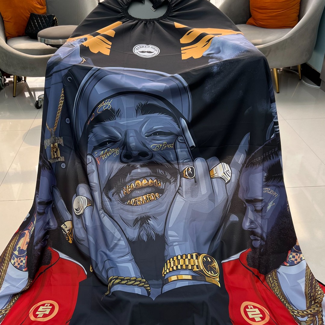 刘-发廊专用3D全包围数码大图不沾发防静电围布透气个性潮流时尚