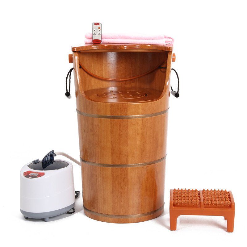 橡木泡脚桶足浴盆加热妇科熏蒸桶高深过膝汗蒸汽专用家用蒸脚木桶