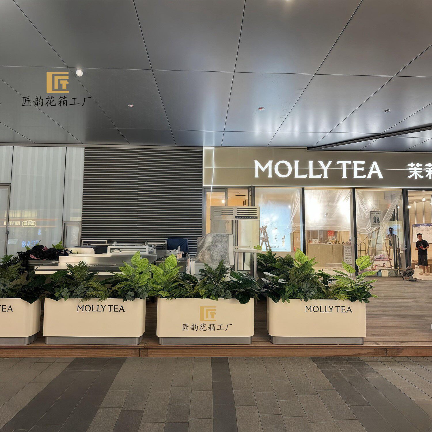 户外不锈钢花箱组合售楼部商业街铁艺花盆咖啡奶茶店围栏隔断花槽