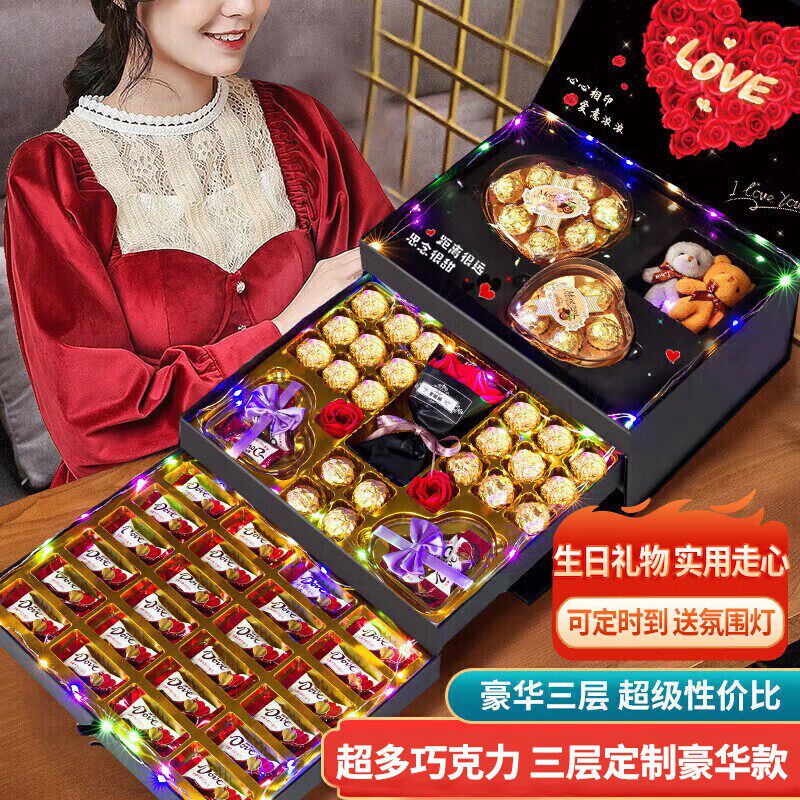 38女神节礼物26年新款送老婆女友浪漫仪式感巧克力口红礼盒生日