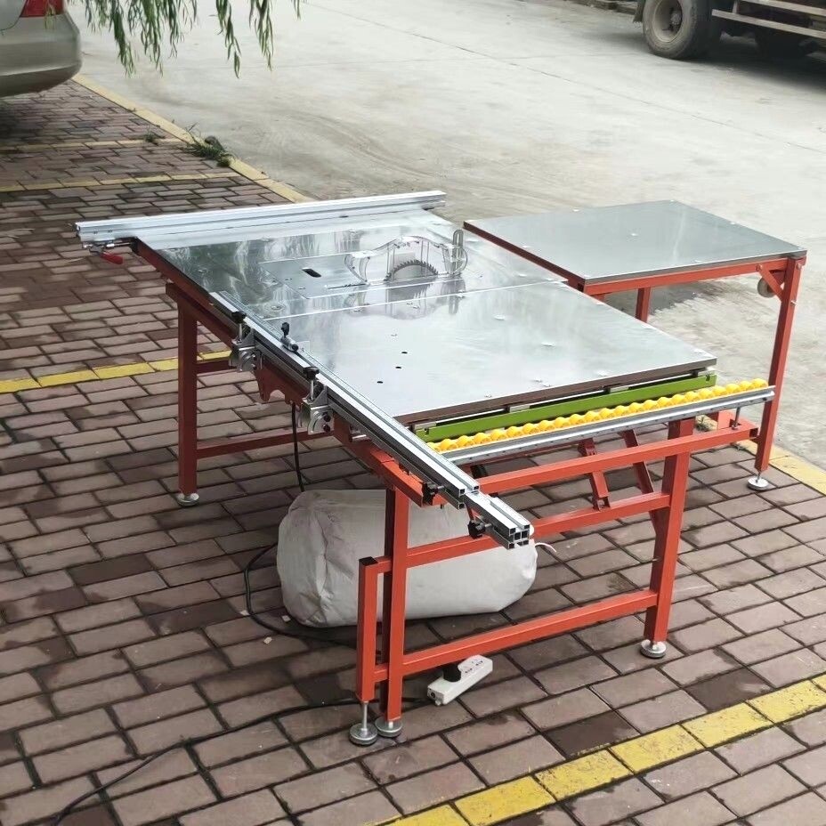 新款不锈钢台面木工无尘子母锯翻转合页款精密推台锯装修工作台