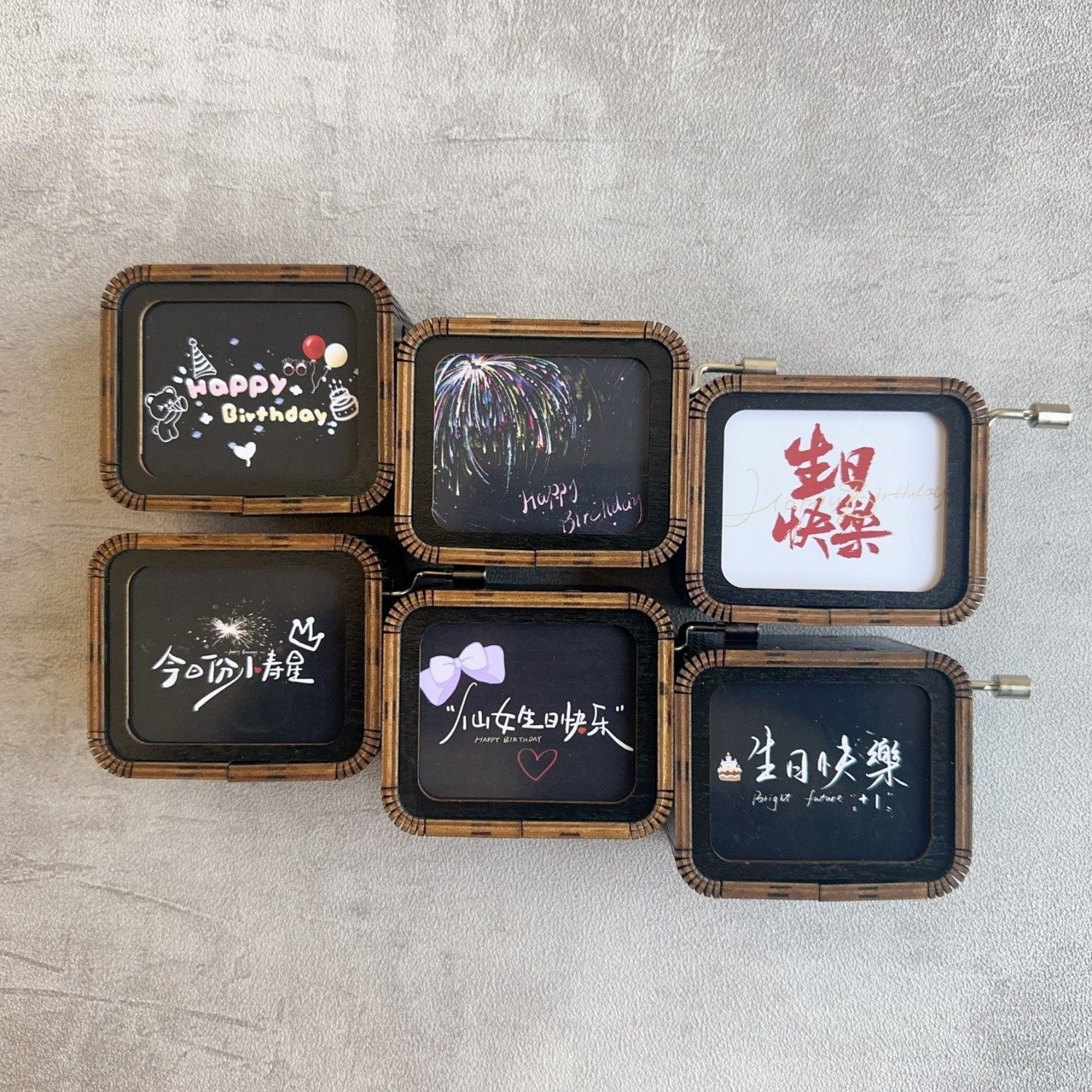 八音盒新款定制生日快乐手摇木质音乐盒创意送男生女朋友闺